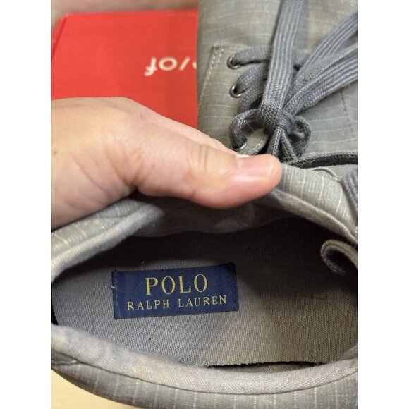 POLO RALPH LAUREN Mens Felton Gray Canvas Sneakers Sz 12D Casual Preppy READ - Picture 3 of 12